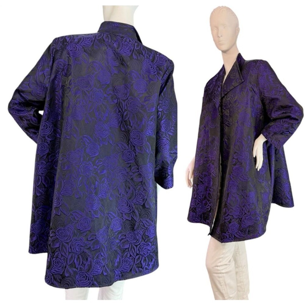 Norma Sharon Santa Fe Purple & Black Rose Brocade Handmade Jacket Open M